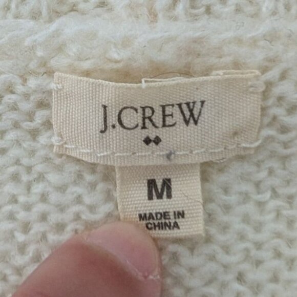 J Crew Factory Shawl Collar Sweater Womens Size Medium Cream Wool Mohair Knit - Picture 5 of 7